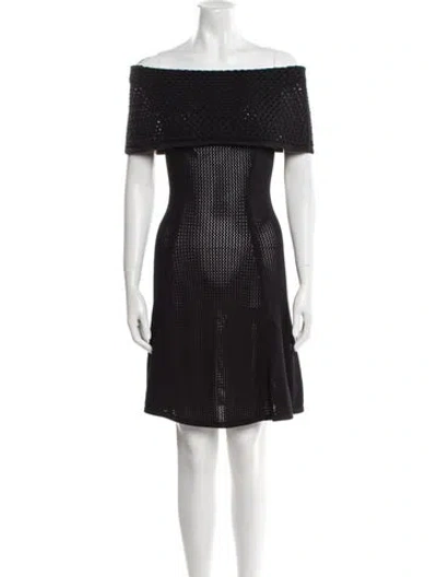 Pre-owned Safiyaa Off-the-shoulder Knee-length Dress W/ Tags In Black