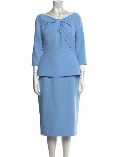 Pre-owned Safiyaa Off-the-shoulder Knee-length Dress W/ Tags In Blue