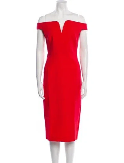 Pre-owned Safiyaa Off-the-shoulder Knee-length Dress W/ Tags In Orange