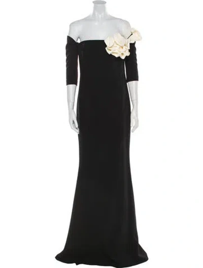 Pre-owned Safiyaa Off-the-shoulder Long Dress In Black