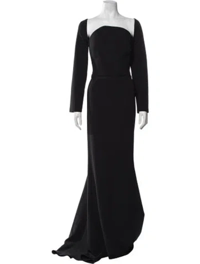 Pre-owned Safiyaa Off-the-shoulder Long Dress In Black