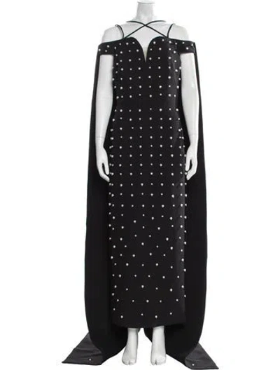 Pre-owned Safiyaa Off-the-shoulder Long Dress In Black
