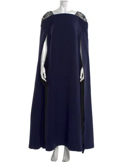 Pre-owned Safiyaa Off-the-shoulder Long Dress In Blue