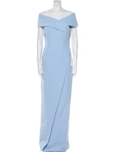 Pre-owned Safiyaa Off-the-shoulder Long Dress In Blue