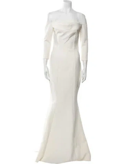 Pre-owned Safiyaa Off-the-shoulder Long Dress In Neutral