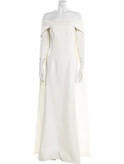 Pre-owned Safiyaa Off-the-shoulder Long Dress In Neutral