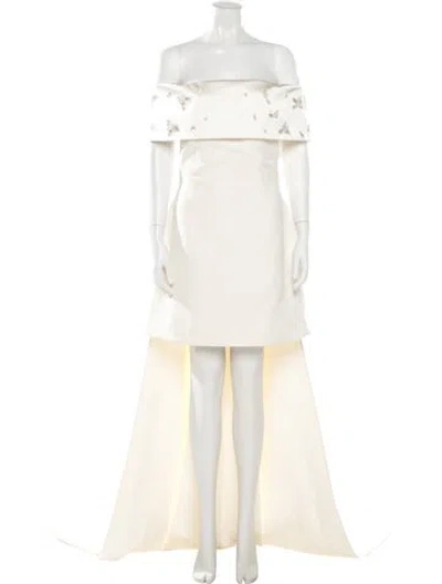 Pre-owned Safiyaa Off-the-shoulder Long Dress In Neutrals