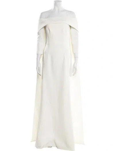 Pre-owned Safiyaa Off-the-shoulder Long Dress In Neutrals