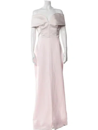 Pre-owned Safiyaa Off-the-shoulder Long Dress In Pink