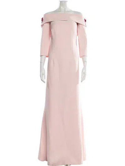 Pre-owned Safiyaa Off-the-shoulder Long Dress In Pink