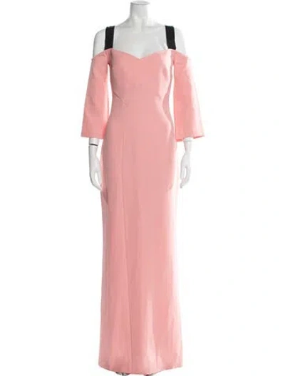 Pre-owned Safiyaa Off-the-shoulder Long Dress In Pink