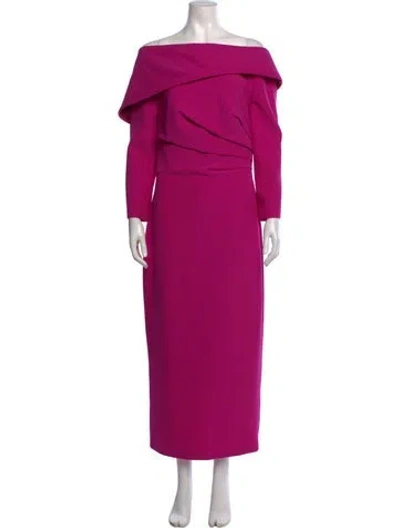 Pre-owned Safiyaa Off-the-shoulder Long Dress In Pink