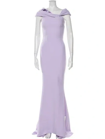 Pre-owned Safiyaa Off-the-shoulder Long Dress In Purple