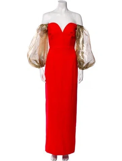 Pre-owned Safiyaa Off-the-shoulder Long Dress In Red