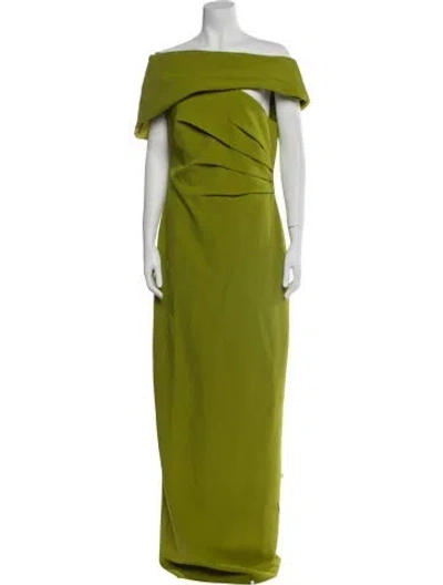 Pre-owned Safiyaa Off-the-shoulder Long Dress W/ Tags In Green