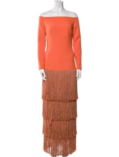 Pre-owned Safiyaa Off-the-shoulder Long Dress W/ Tags In Orange