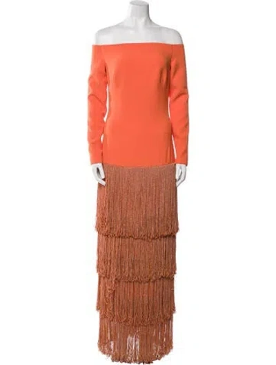 Pre-owned Safiyaa Off-the-shoulder Long Dress W/ Tags In Orange