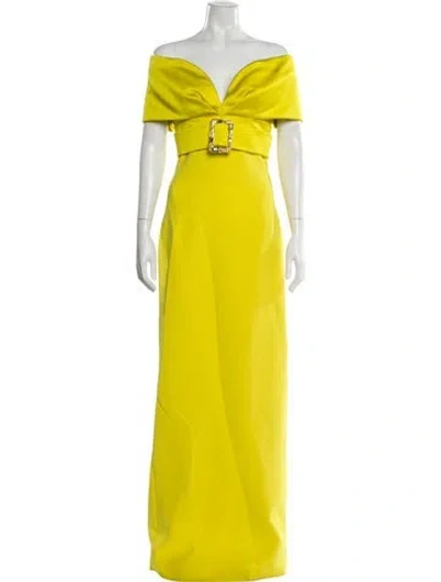 Pre-owned Safiyaa Off-the-shoulder Long Dress In Yellow