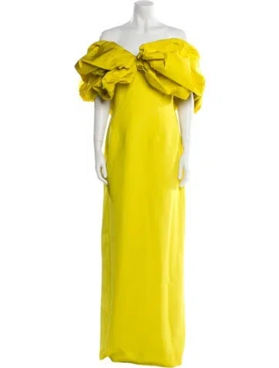 Pre-owned Safiyaa Off-the-shoulder Long Dress In Yellow