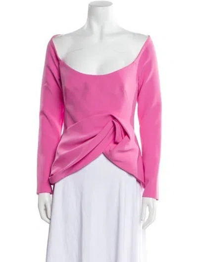 Pre-owned Safiyaa Off-the-shoulder Long Sleeve Blouse In Pink