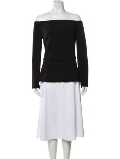 Pre-owned Safiyaa Off-the-shoulder Long Sleeve Top In Black