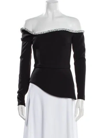 Pre-owned Safiyaa Off-the-shoulder Long Sleeve Top In Black