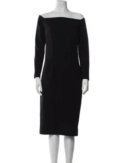 Pre-owned Safiyaa Off-the-shoulder Midi Length Dress In Black