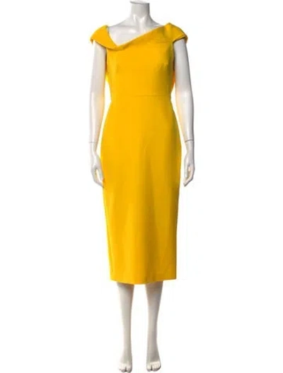 Pre-owned Safiyaa Off-the-shoulder Midi Length Dress W/ Tags In Yellow