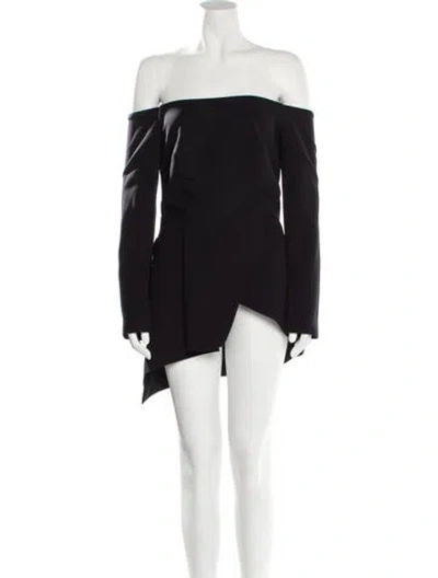 Pre-owned Safiyaa Off-the-shoulder Mini Dress In Black