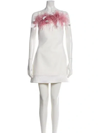 Pre-owned Safiyaa Off-the-shoulder Mini Dress In Neutral