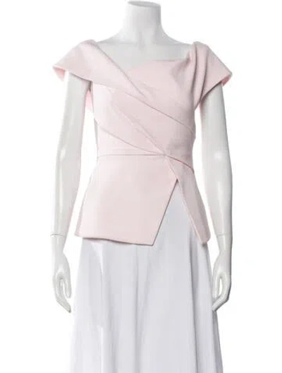 Pre-owned Safiyaa Off-the-shoulder Short Sleeve Top In Pink