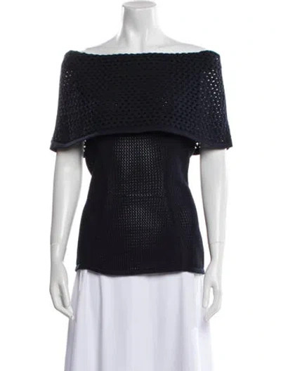 Pre-owned Safiyaa Off-the-shoulder Short Sleeve Top W/ Tags In Blue