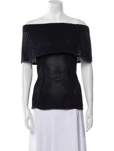 Pre-owned Safiyaa Off-the-shoulder Short Sleeve Top W/ Tags In Blue