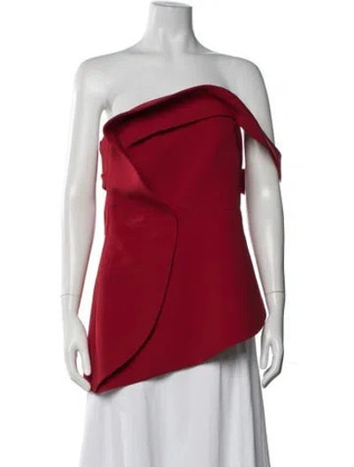 Pre-owned Safiyaa Off-the-shoulder Sleeveless Top In Red