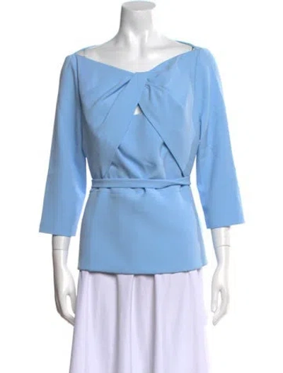 Pre-owned Safiyaa Off-the-shoulder Three-quarter Sleeve Top W/ Tags In Blue