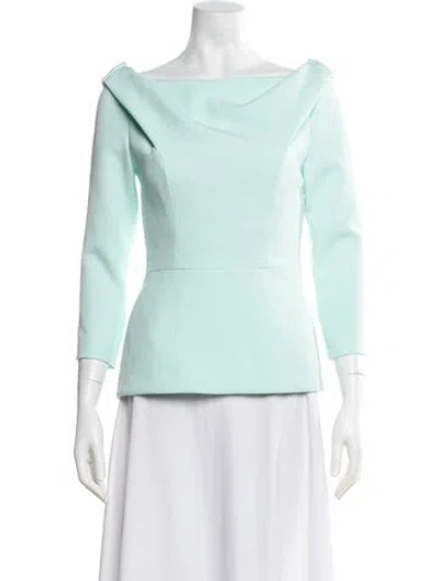 Pre-owned Safiyaa Off-the-shoulder Three-quarter Sleeve Top W/ Tags In Blue
