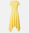 Safiyaa Okimi Asymmetric Crêpe Midi Dress In Yellow