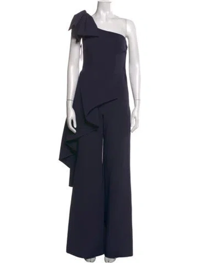 Pre-owned Safiyaa One-shoulder Jumpsuit In Blue