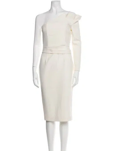 Pre-owned Safiyaa One-shoulder Knee-length Dress In Neutral