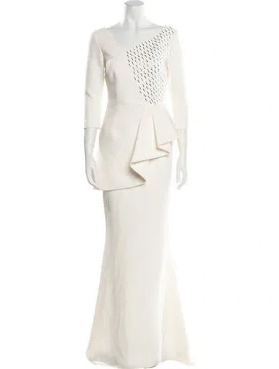 Pre-owned Safiyaa One-shoulder Long Dress In Black