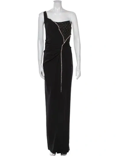 Pre-owned Safiyaa One-shoulder Long Dress In Black
