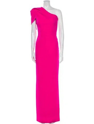 Pre-owned Safiyaa One-shoulder Long Dress In Black