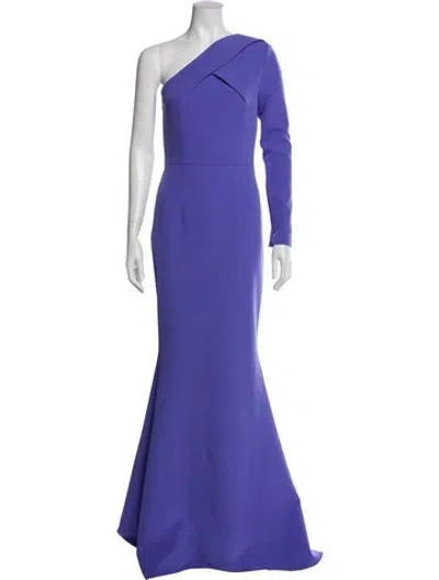 Pre-owned Safiyaa One-shoulder Long Dress In Blue