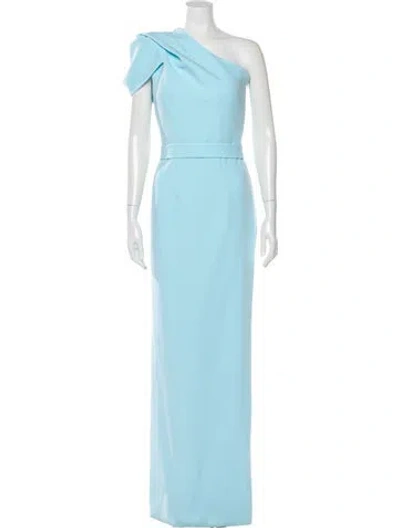 Pre-owned Safiyaa One-shoulder Long Dress In Blue