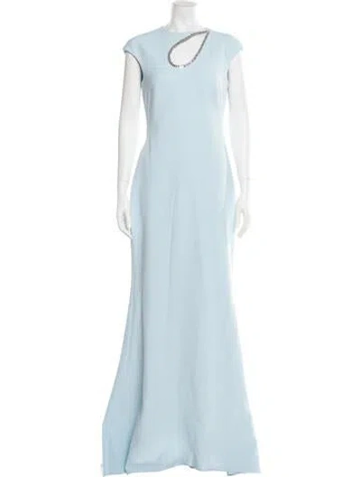 Pre-owned Safiyaa One-shoulder Long Dress In Blue