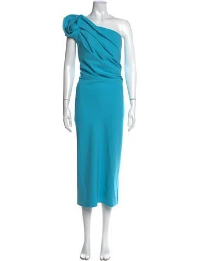 Pre-owned Safiyaa One-shoulder Long Dress In Blue