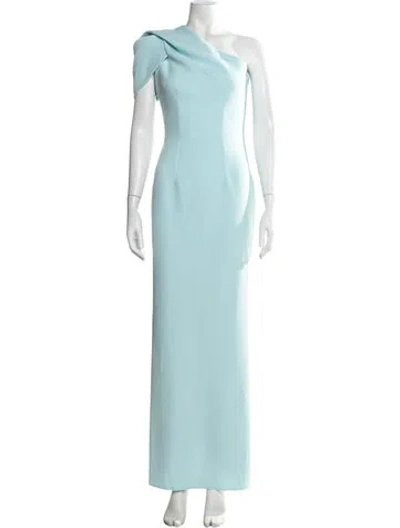 Pre-owned Safiyaa One-shoulder Long Dress In Blue