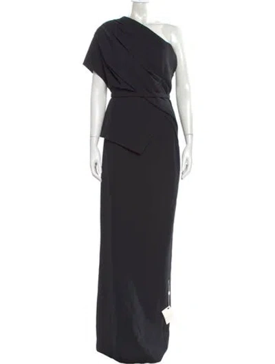 Pre-owned Safiyaa One-shoulder Long Dress In Gray