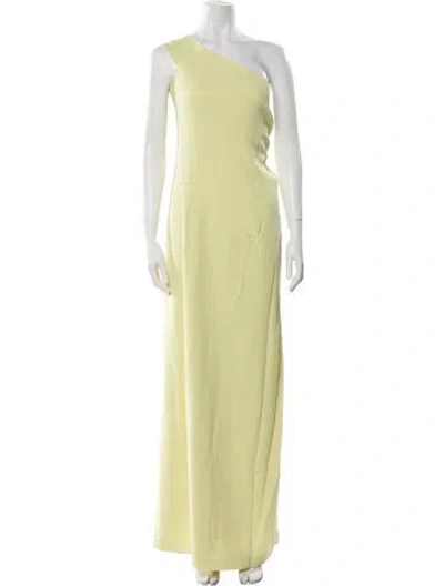 Pre-owned Safiyaa One-shoulder Long Dress In Green