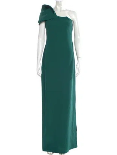 Pre-owned Safiyaa One-shoulder Long Dress In Green